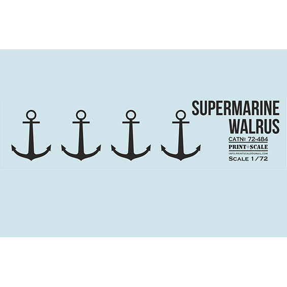 Print Scale 72-484 Decal Supermarine Walrus  Scale 1:72 for Aircraft Plastic model kit