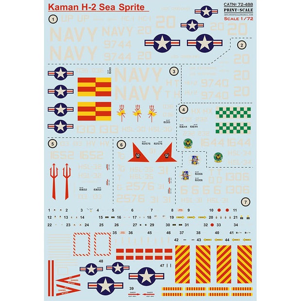 Print Scale 72-488 Decal Kaman Sea Sprite H-2 Scale 1:72 for Helicopter Plastic model kit
