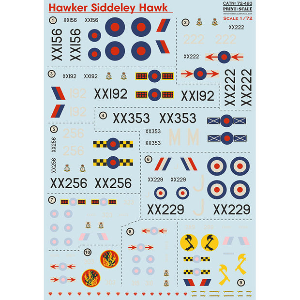 Print Scale 72-493 Decal Hawker Siddeley Hawk Scale 1:72 for Aircraft Plastic model kit