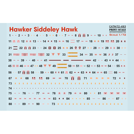 Print Scale 72-493 Decal Hawker Siddeley Hawk Scale 1:72 for Aircraft Plastic model kit