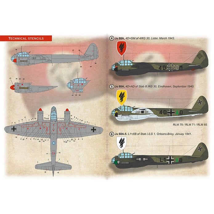 Print Scale 72-494 Decal 1:72 Ju 88 Kampfgeschwader on the Western Fron. The complete set 1.5 leaf