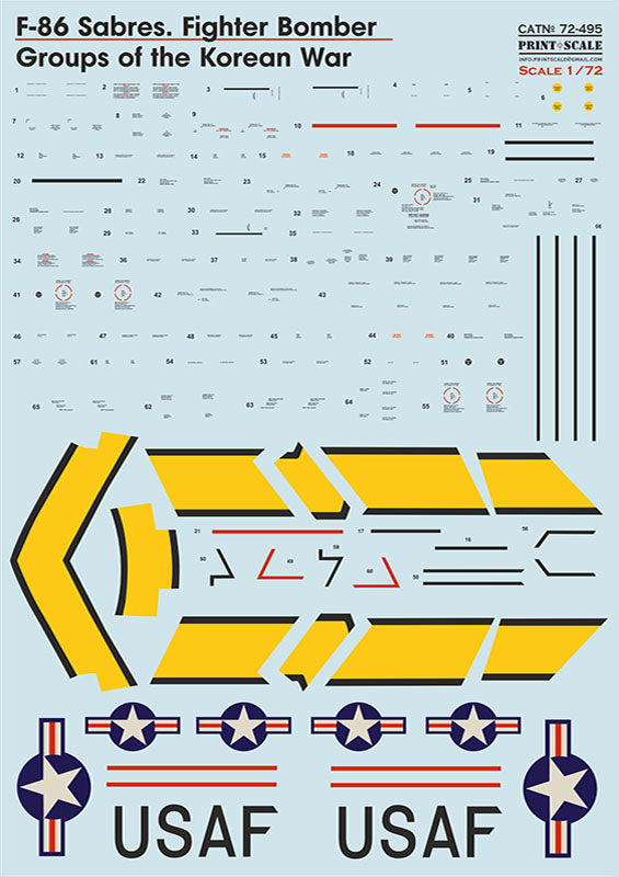 Print Scale 72-495 Decal 1:72 F-86 Sabres of the Fighter Bomber Groups The complete set 2 leaf