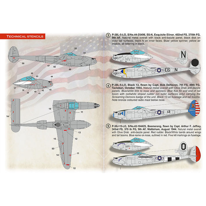 Print Scale 72-498 Decal P-38 Lightning in Bare Metal Scale 1:72 for Aircraft Plastic model kit