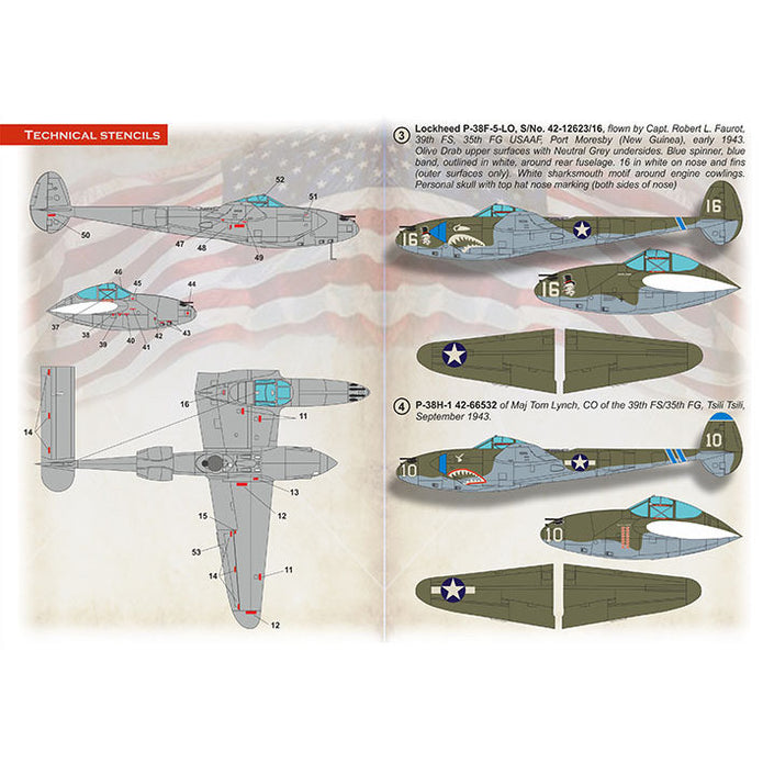 Print Scale 72-499 Decal Lockheed P-38 Lightning Shark Mouth Scale 1:72 for Aircraft Plastic model kit