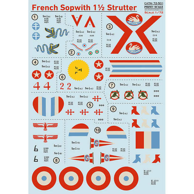 Print Scale 72-501 Decal French Sopwith 1/2 Strutter Scale 1:72 for Aircraft Plastic model kit