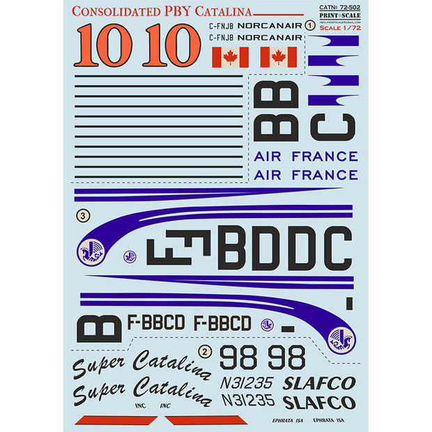 Print Scale 72-502 Decal Civil Consolidated PBY Catalina  Scale 1:72 for Aircraft Plastic model kit