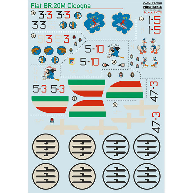 Print Scale 72-506 Decal BR-20M Cicogna Scale 1:72 for Aircraft Plastic model kit
