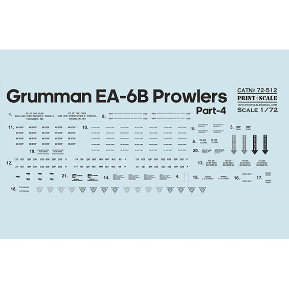 Print Scale 72-512 Decal EA-6 Prowler Part 4 Scale 1:72 for Aircraft Plastic model kit