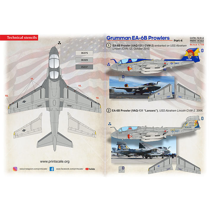 Print Scale 72-512 Decal EA-6 Prowler Part 4 Scale 1:72 for Aircraft Plastic model kit