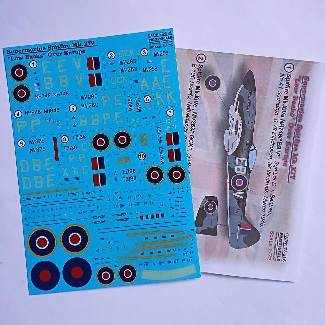 Print Scale 72-516 Decal 1:72 Supermarine Spitfire Mk lV (Low Backs) Over Europe