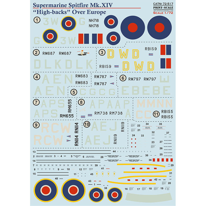 Print Scale 72-517 Decal 1:72 Supermarine Spitfire XIV 