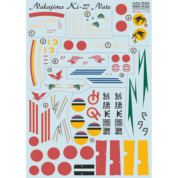 Print Scale 72-521 Decal Nakajima Ki-27 Nate Scale 1:72 for Aircraft Plastic model kit