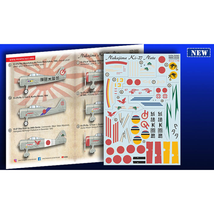 Print Scale 72-521 Decal Nakajima Ki-27 Nate Scale 1:72 for Aircraft Plastic model kit