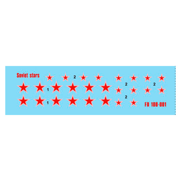 Foxbot 100-001 Decal Soviet Red Stars Scale 1:100 for Tank Plastic Model Kit