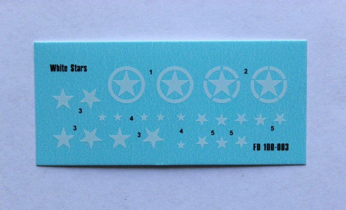 Foxbot 100-003 Decal White Star WW2 military vehicles (Allied stars) Scale 1:100 for Tank Plastic Model Kit