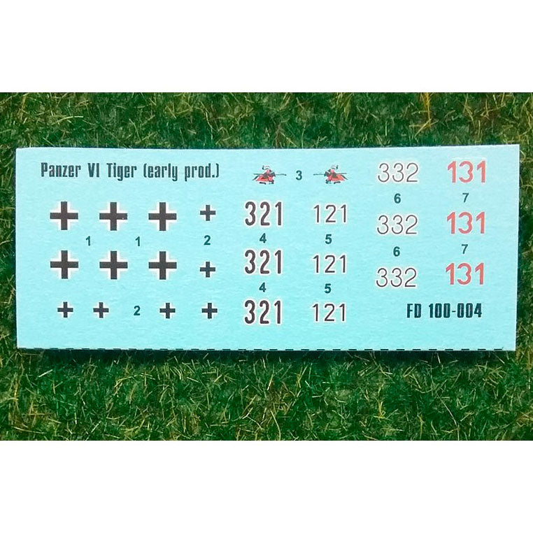 Foxbot 100-004 Tiger Decal German Heavy Tank Pz.Kpfw VI Tiger (early production) Scale 1:100|1:72