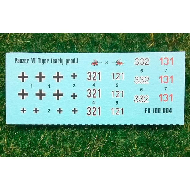 Foxbot 100-004 Tiger Decal German Heavy Tank Pz.Kpfw VI Tiger (early production) Scale 1:100|1:72