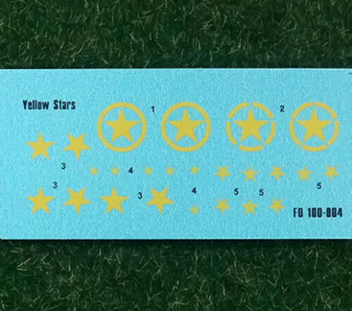 Foxbot 100-004 Decal Yellow Star WW2 military vehicles (Allied stars) Scale 1:100 for Tank Plastic Model Kit