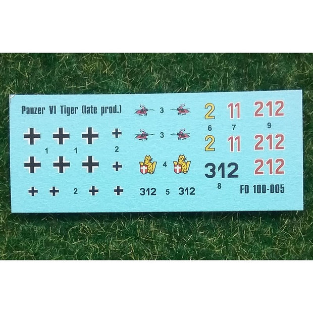 Foxbot 100-005 Decal German Heavy Tank Pz.Kpfw VI Tiger (middle and late production) Scale 1:100 for Tank Plastic Model Kit