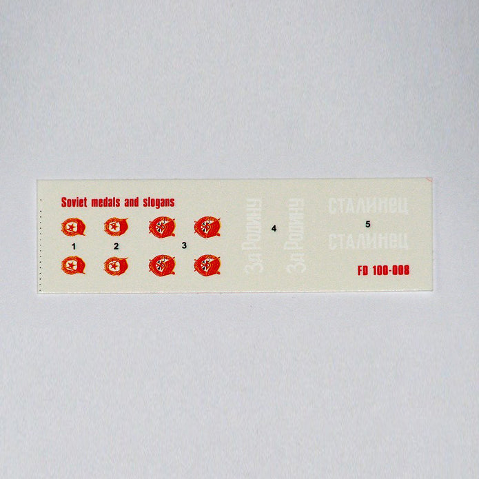Foxbot 100-008 Decal Soviet Medals and Slogans Scale 1:100 for Tank Plastic Model Kit