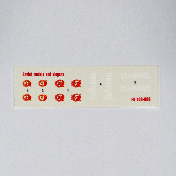 Foxbot 100-008 Decal Soviet Medals and Slogans Scale 1:100 for Tank Plastic Model Kit