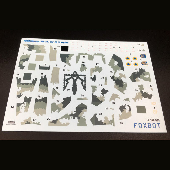 Foxbot 144-003 Decal MiG-29 9-13 Ukrainian Air Forces, digital camouflage Scale 1:144 for Aircraft Plastic Model Kit