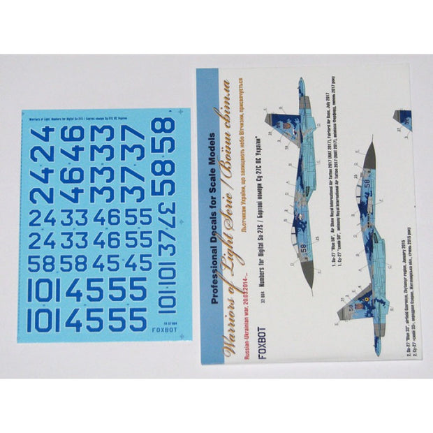 Foxbot 32-004 Decal Numbers for Su-27S Ukrainian Air Forces, digital camouflage Scale 1:32 for Aircraft Plastic Model Kit