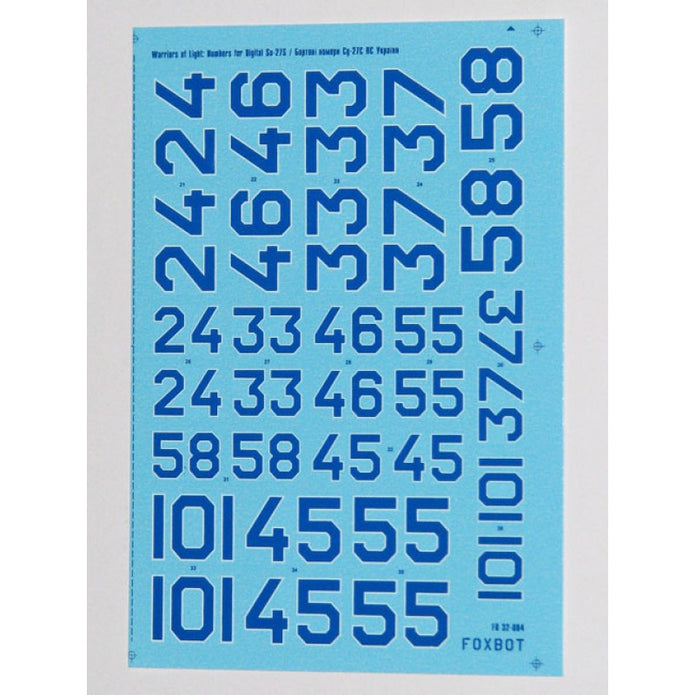 Foxbot 32-004 Decal Numbers for Su-27S Ukrainian Air Forces, digital camouflage Scale 1:32 for Aircraft Plastic Model Kit