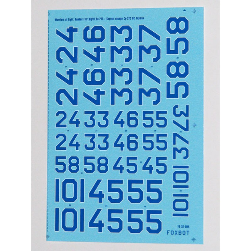 Foxbot 32-004 Decal Numbers for Su-27S Ukrainian Air Forces, digital camouflage Scale 1:32 for Aircraft Plastic Model Kit