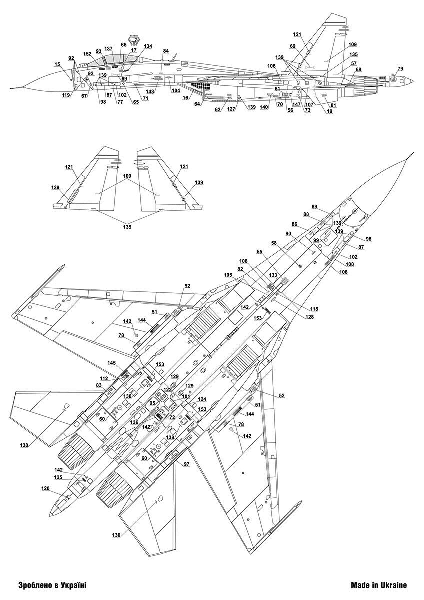 Foxbot 32-006 Decal Sukhoi Su-27 with Name, Ukranian Air Forces, digital camouflage Scale 1:32