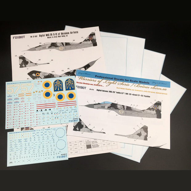 Foxbot 32-013A Decal MiG-29 9-13 Ukrainian Air Forces, digital camouflage (decals with masks) Scale 1:32