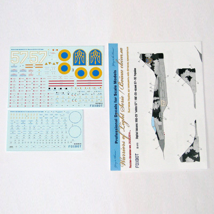 Foxbot 32-013 Decal MiG-29 9-13 Ukrainian Air Forces, digital camouflage Scale 1:32 for Aircraft Plastic Model Kit