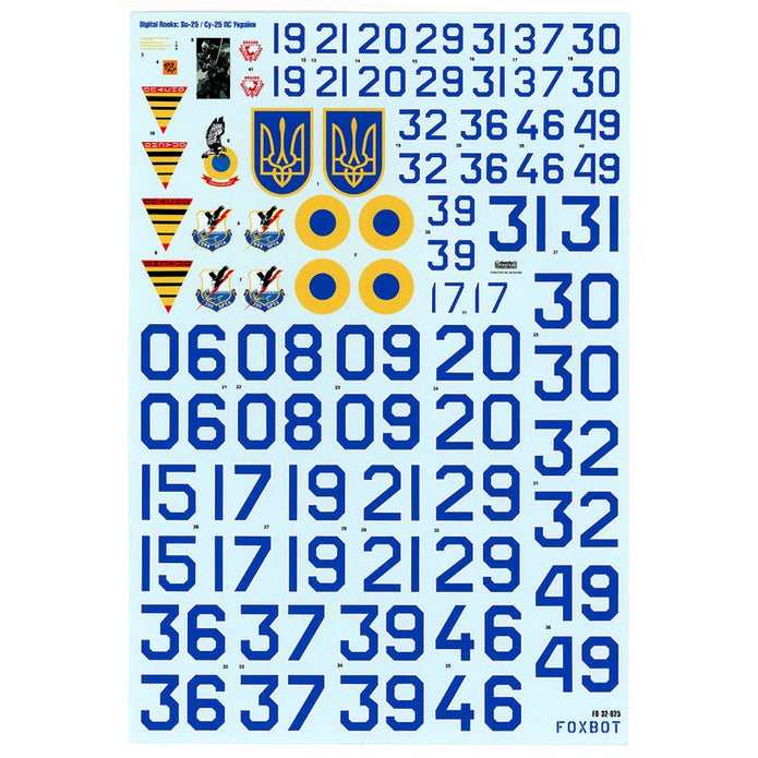 Foxbot 32-025T Decal Su-25M1 Ukrainian Air Forces, digital camouflage and Stencils Scale 1:32