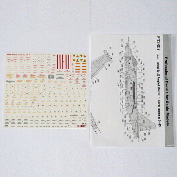 Foxbot 32-026 Decal: Stencils for Su-25M1, Ukrainian Air Forces Scale 1:32 for Aircraft Plastic Model Kit