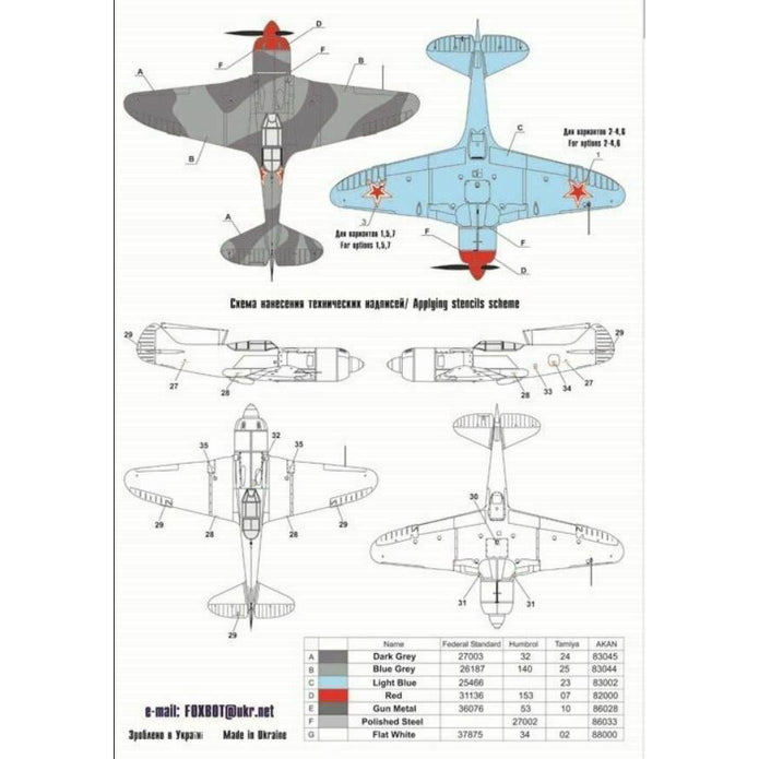 Foxbot 48-007 Decals La-7 - Weapon of Victory Scale 1:48 for Aircraft Plastic Model Kit