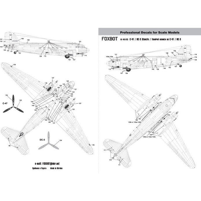 Foxbot 48-018 Decals Douglas C-47 Skytrain/Dakota Pin-Up Nose Art and Stencils (Part II) Scale 1:48