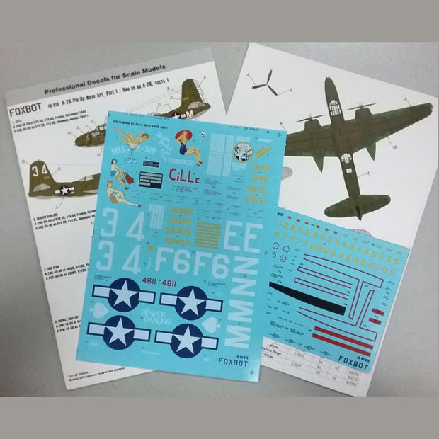 Foxbot 48-019 Decals Douglas A-20 Boston Pin-Up Nose Art and Stencils (Part I) Scale 1:48 for Aircraft Plastic Model Kit
