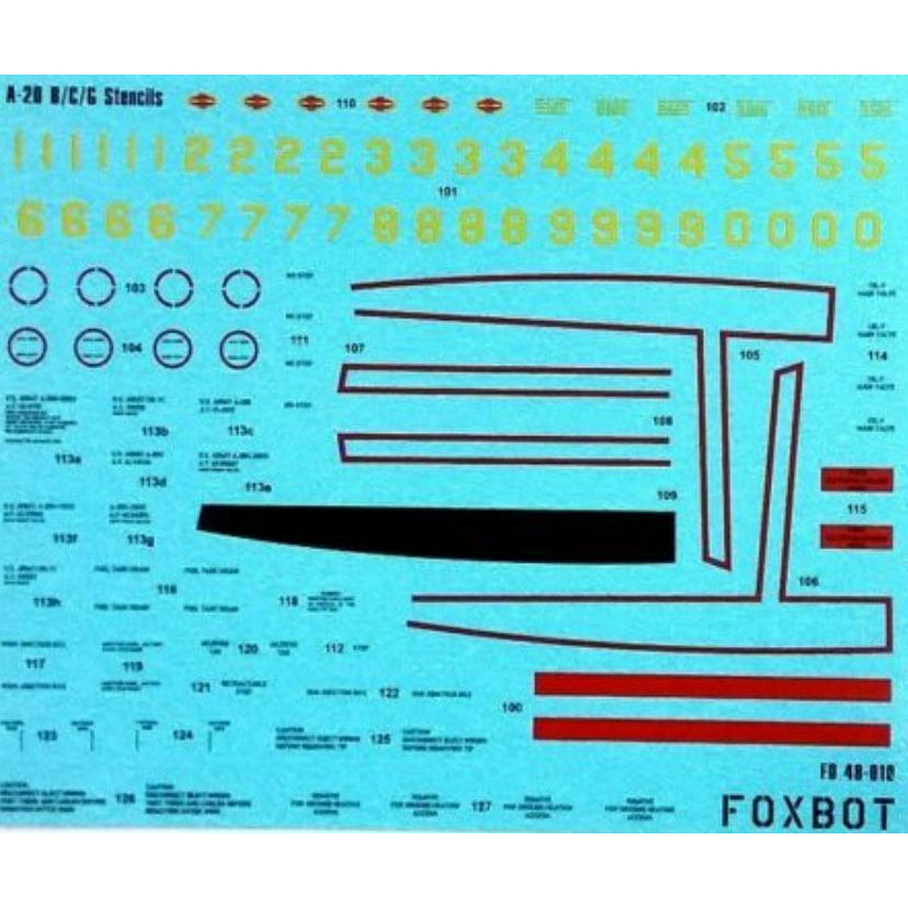 Foxbot 48-019 Decals Douglas A-20 Boston Pin-Up Nose Art and Stencils (Part I) Scale 1:48 for Aircraft Plastic Model Kit