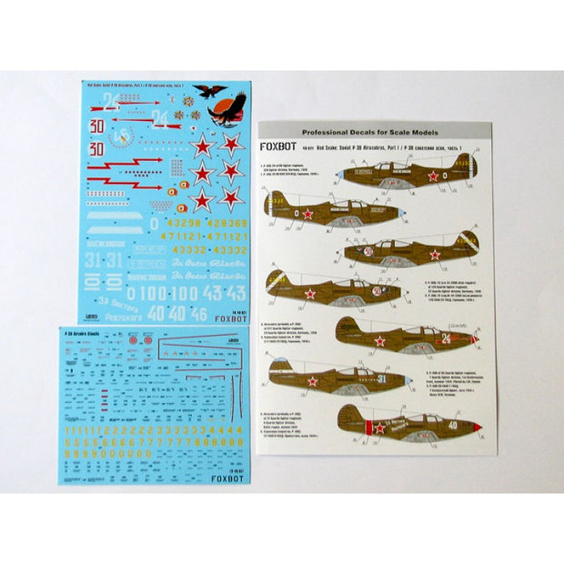 Foxbot 48-021 Decals Red Snake: Soviet Bell P-39 Airacobras and Stencils, Part I Scale 1:48 for Aircraft Plastic Model Kit