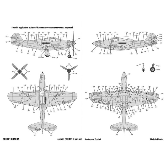 Foxbot 48-022 Decals Red Snake: Soviet Bell P-39 Airacobras and Stencils and Stencils, Part II Scale 1:48
