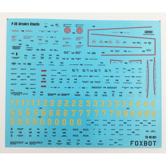 Foxbot 48-022 Decals Red Snake: Soviet Bell P-39 Airacobras and Stencils and Stencils, Part II Scale 1:48