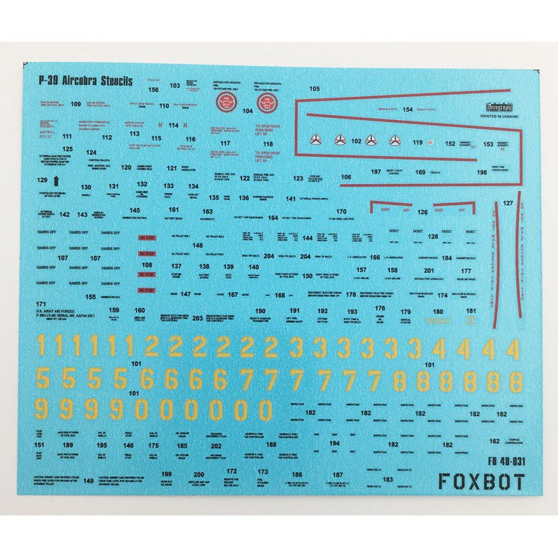 Foxbot 48-022 Decals Red Snake: Soviet Bell P-39 Airacobras and Stencils and Stencils, Part II Scale 1:48