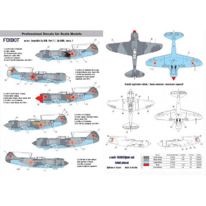 Foxbot 48-023 Decals La-5FN (Part 1) Scale 1:48 for Aircraft Plastic Model Kit