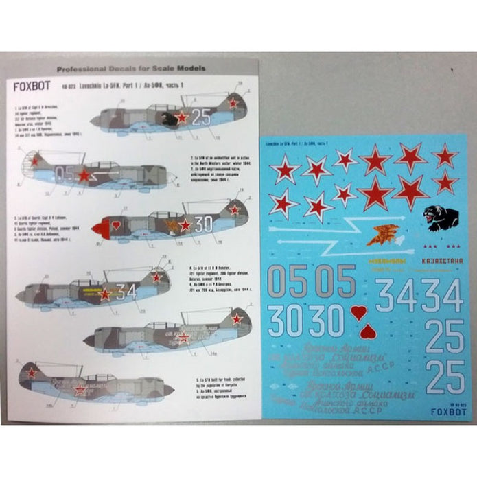 Foxbot 48-023 Decals La-5FN (Part 1) Scale 1:48 for Aircraft Plastic Model Kit