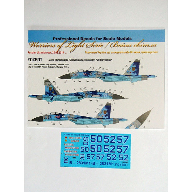 Foxbot 48-037 Decals Sukhoi Su-27 with Name, Ukranian Air Forces, digital camouflage Scale 1:48