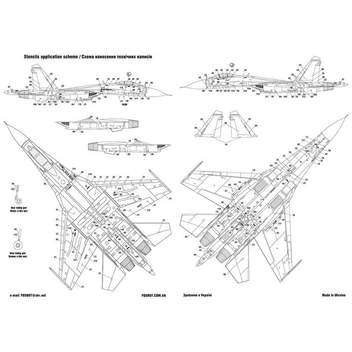 Foxbot 48-037 Decals Sukhoi Su-27 with Name, Ukranian Air Forces, digital camouflage Scale 1:48