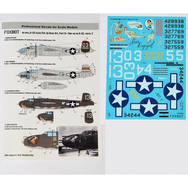 Foxbot 48-044A Decals North American B-25G/H/J Mitchell (Late) "Pin-Up Nose Art" (Part IV) Scale 1:48