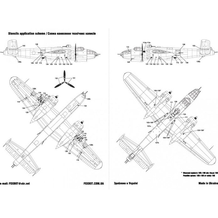 Foxbot 48-044 Decals North American B-25G/H/J Mitchell (Late) "Pin-Up Nose Art and Stencils" (Part IV) Scale 1:48