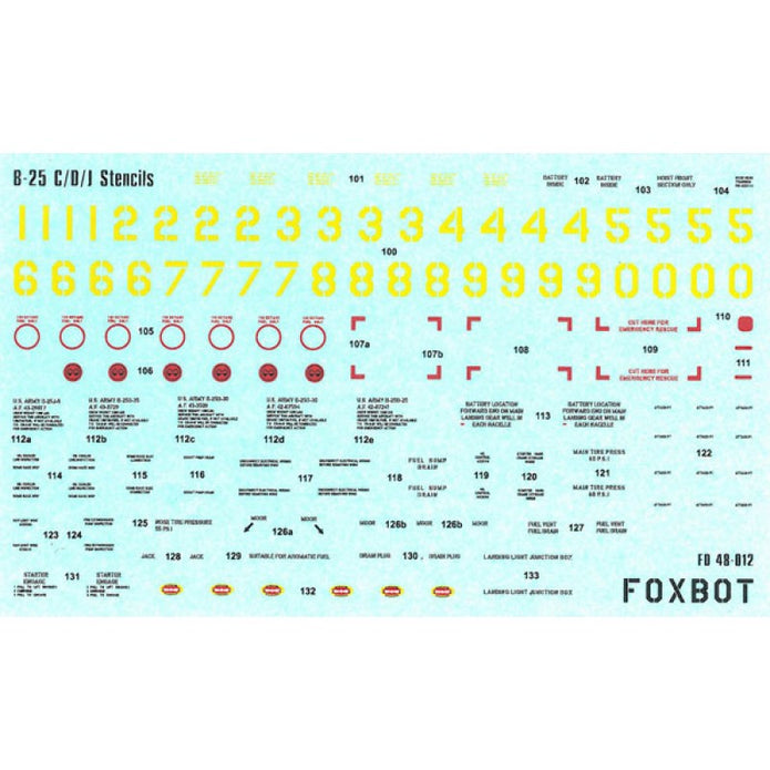 Foxbot 48-044 Decals North American B-25G/H/J Mitchell (Late) "Pin-Up Nose Art and Stencils" (Part IV) Scale 1:48
