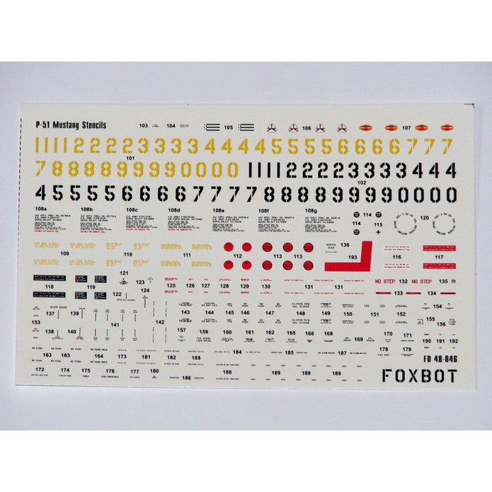 Foxbot 48-046 Decals Stencils for North American P-51 Mustang Scale 1:48 for Aircraft Plastic Model Kit